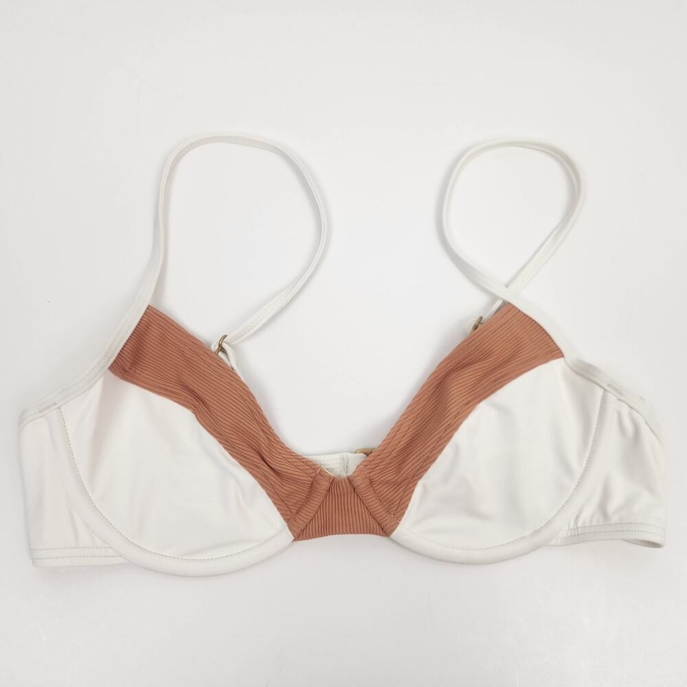 L*Space Missy Bikini Top in Cream & Brown Size Small NWT